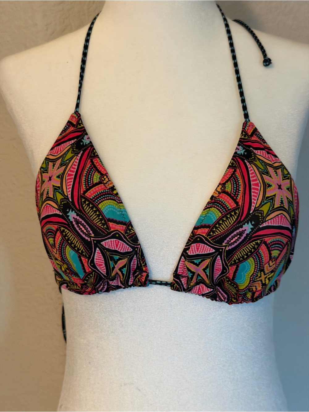 Victoria's Secret Pink and Black Abstract Triangle Bikini Top